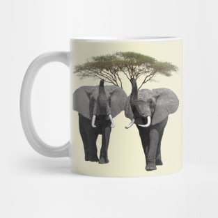 Elephants with a tree on safari in Kenya / Afrika Mug